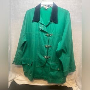 Vintage Jacket Green with navy corduroy collar